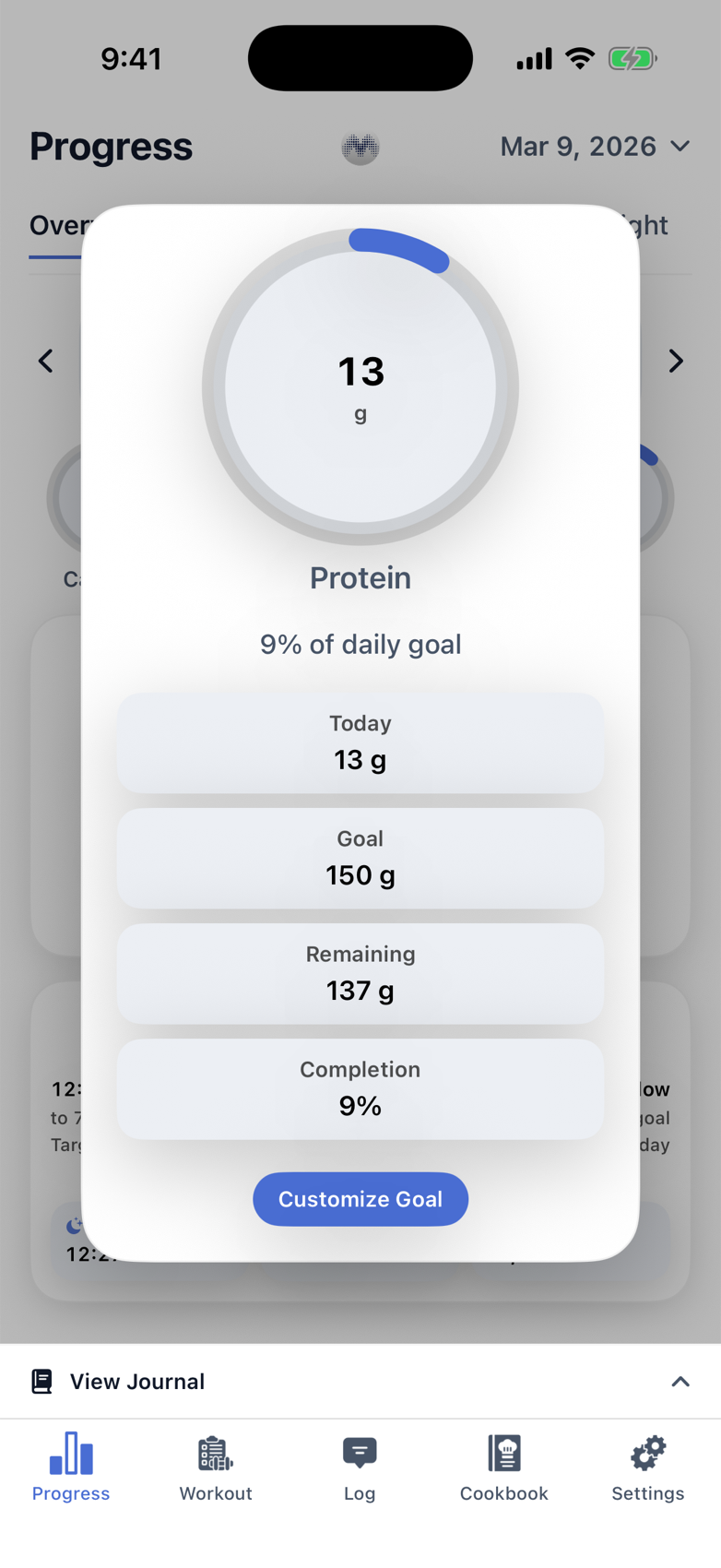 Macrios macro goal progress screenshot